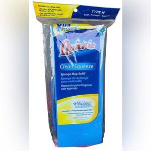 Quickie Clean Squeeze Type H Sponge Mop Refill Head #047 Microban Blue